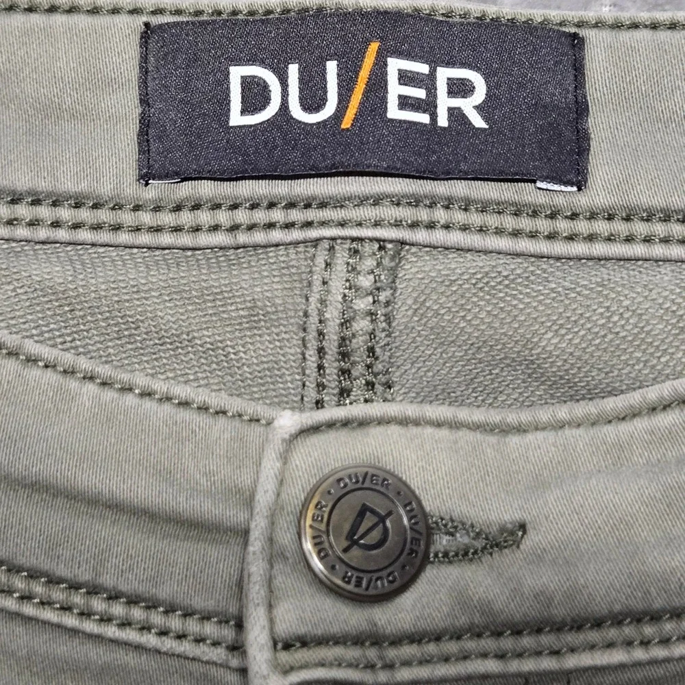 DU/ER No Sweat Pant Slim Fit Olive Green Performance Trousers 32x30 N2X